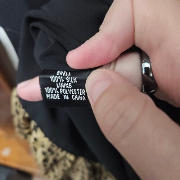 Adrianna Papell Silk Leopard Print Sleeveless Belted V-Neck Cocktail Dress 16W - Picture 9 of 14